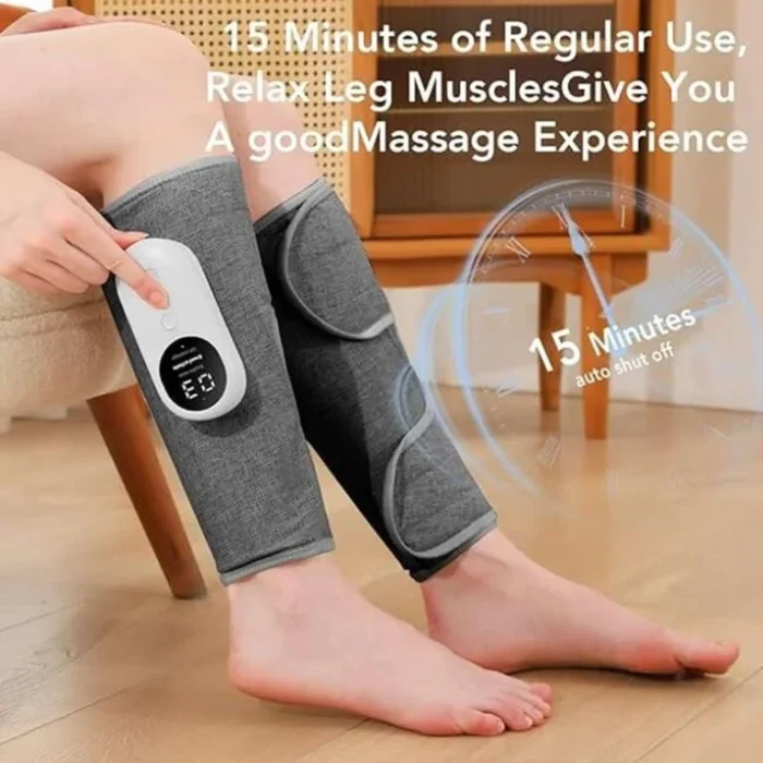 Calf Massager for Pain Relief | Air Compression Technology | LCD Screen Display | 3 Adjustable Modes for Customized Relief | 3-Speed Settings | Rechargeable & Lightweight | Single Unit - Image 2