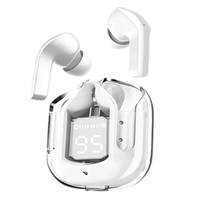 Ultrapods TWS Earbud, Bluetooth Earbuds with Display, Transparent Design, 30Hrs Playtime & Fast Charging, Bluetooth 5.3 + ENC, 13mm HD BASS Drivers, IPX7 Sweat-Proof, Built-in Mic(White/Black)) - Image 1
