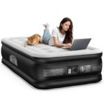 Air Mattress with Built-in Pump Raised for Guests Home, 18" Blow Up Mattress Self Inflatable Mattress in 2 Mins Portable Foldable Anywhere Air Bed with Carrying Bag Colchones Inflables