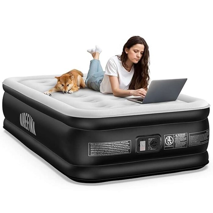 Air Mattress with Built-in Pump Raised for Guests Home, 18" Blow Up Mattress Self Inflatable Mattress in 2 Mins Portable Foldable Anywhere Air Bed with Carrying Bag Colchones Inflables - Image 1