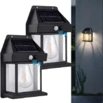 Wireless Dusk to Dawn Porch Lights Fixture, Solar Wall Lantern with 3 Modes & Motion Sensor, Waterproof Exterior Lighting with Clear Panel for Entryway (1 Pack-Black)