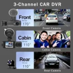3 Channel Dash Cam WiFi Built-in G-Sensor, 1296P+1080P+1080P Front and Rear Inside Loop Recording, Triple Car Dash Camera, IR Night View, 24H Parking Monitor - Image 2