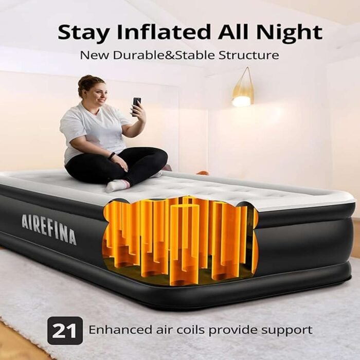 Air Mattress with Built-in Pump Raised for Guests Home, 18" Blow Up Mattress Self Inflatable Mattress in 2 Mins Portable Foldable Anywhere Air Bed with Carrying Bag Colchones Inflables - Image 4