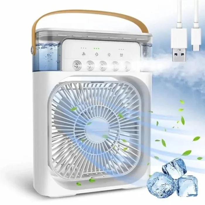Portable Air Conditioner Fan, Mini Evaporative Air Cooler with 7 Colors LED Light, 1/2/3 H Timer, 3 Wind Speeds and 3 Spray Modes for Office, Home, Dorm, Trave - Image 1