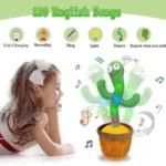 Dancing Cactus Plush Toy USB Charging,Sing 120pcs Songs,Recording,Repeats What You say and emit Colored Lights,Gifts (Talking Cactus) - Image 2