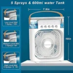 Portable Air Conditioner Fan, Mini Evaporative Air Cooler with 7 Colors LED Light, 1/2/3 H Timer, 3 Wind Speeds and 3 Spray Modes for Office, Home, Dorm, Trave - Image 2