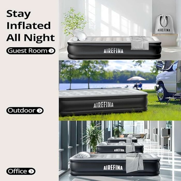 Air Mattress with Built-in Pump Raised for Guests Home, 18" Blow Up Mattress Self Inflatable Mattress in 2 Mins Portable Foldable Anywhere Air Bed with Carrying Bag Colchones Inflables - Image 2
