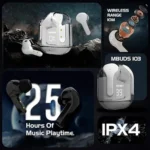 Ultrapods TWS Earbud, Bluetooth Earbuds with Display, Transparent Design, 30Hrs Playtime & Fast Charging, Bluetooth 5.3 + ENC, 13mm HD BASS Drivers, IPX7 Sweat-Proof, Built-in Mic(White/Black)) - Image 2