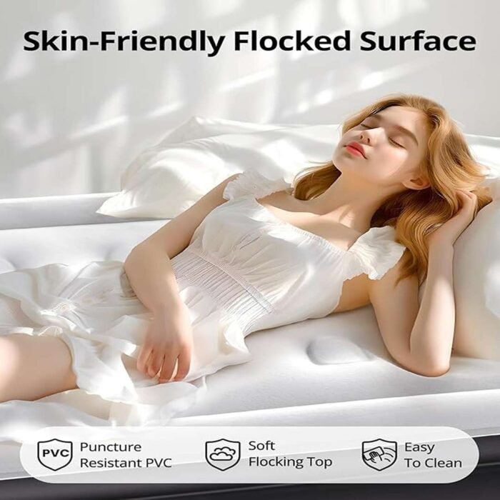 Air Mattress with Built-in Pump Raised for Guests Home, 18" Blow Up Mattress Self Inflatable Mattress in 2 Mins Portable Foldable Anywhere Air Bed with Carrying Bag Colchones Inflables - Image 6