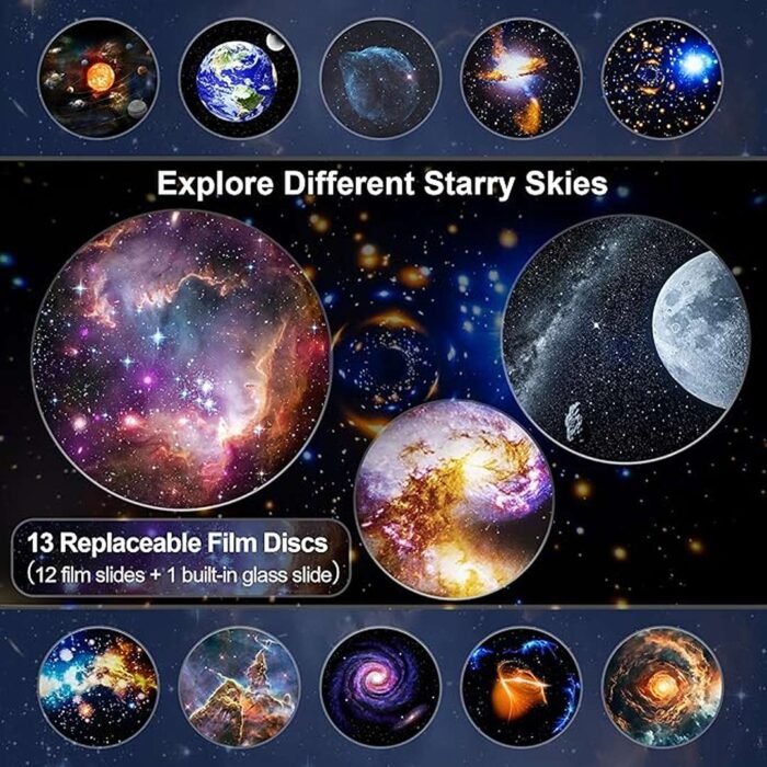 Galaxy Projector for Bedroom, 12 in 1 Star Projector with HD Realistic Planetarium, LED Space Galaxy Lamp, White - Image 4