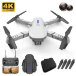 HLT E88 Pro Drone with 4K Camera, WiFi FPV 1080P HD Dual Foldable RC Quadcopter Altitude Hold, Headless Mode, Visual Positioning, Auto Return Mobile App Control, Black, 7.83 x 7.17 x 2.87 inches