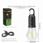 Rechargeable Camping Lights, Waterproof LED Hanging Tent Bulb with USB Cable, 3 Lighting Modes Hanging Camping Lantern Lamp for Hiking, Emergency, Household, Car Repairing (1pc Led Tent Lights) - Image 2